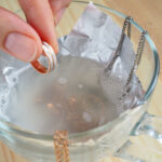 Cleaning gold and silver jewelry. Cleaning women jewelry concept.